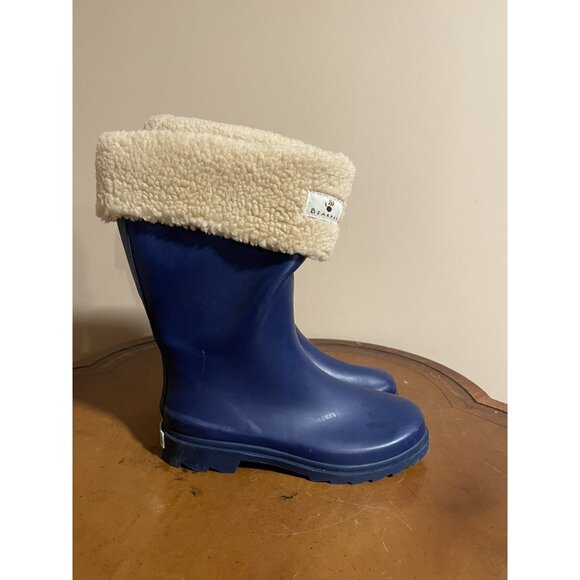 Bearpaw Women's Shearling Lined Blue Rubber Rain boots Size 3 (F142) - Picture 3 of 9